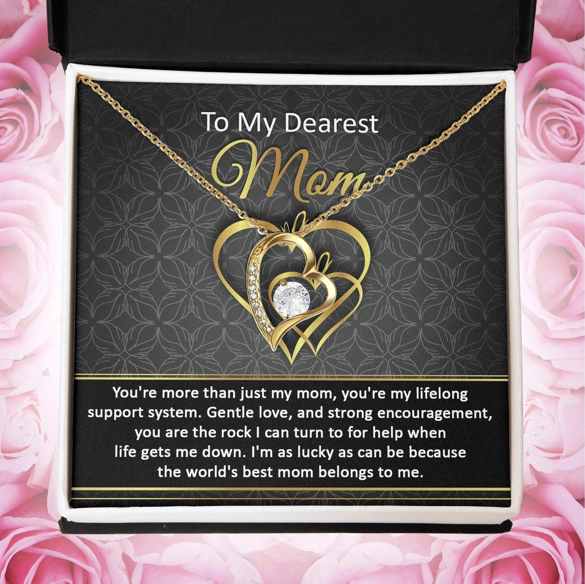 To My Dearest Mom You Are My Rock Forever Love Heart Pendant Necklace