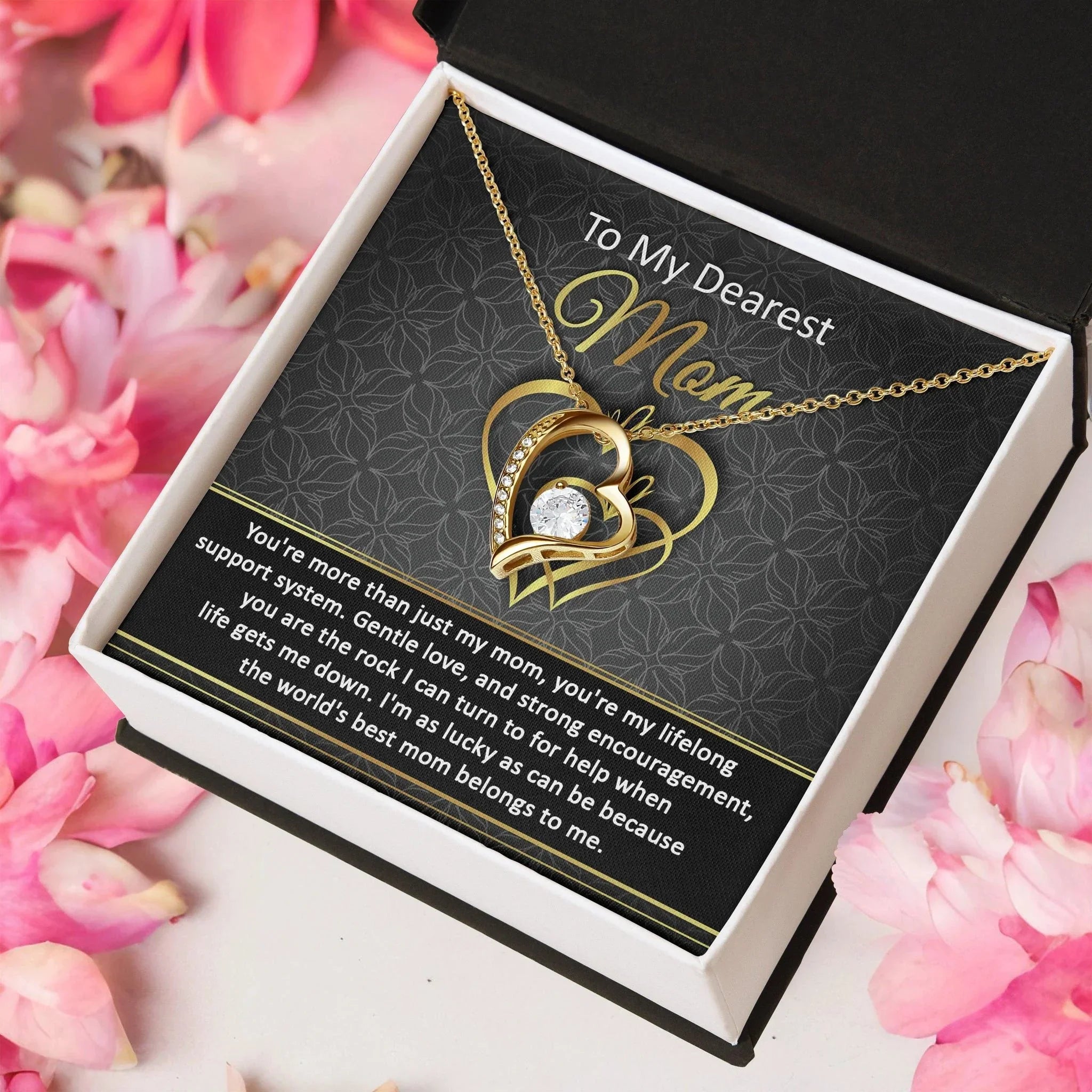 To My Dearest Mom You Are My Rock Forever Love Heart Pendant Necklace