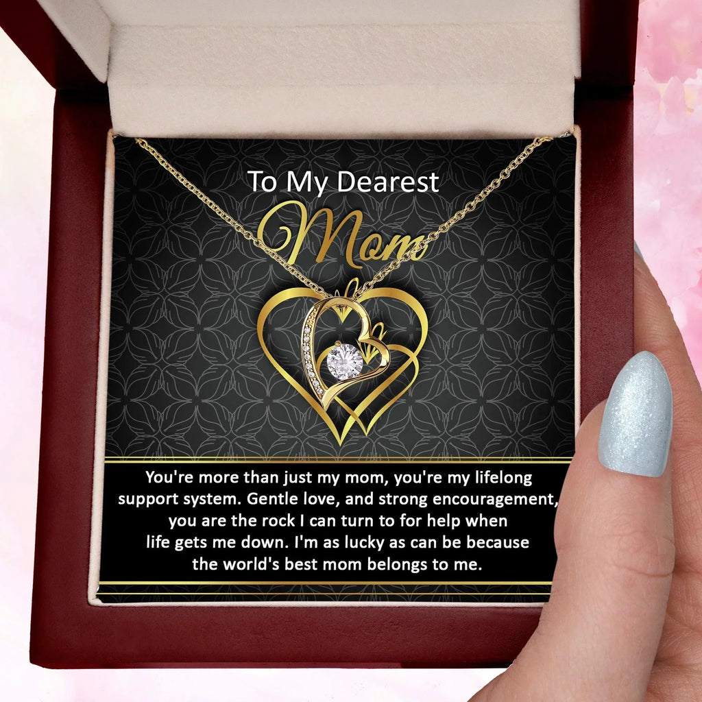 To My Dearest Mom You Are My Rock Forever Love Heart Pendant Necklace