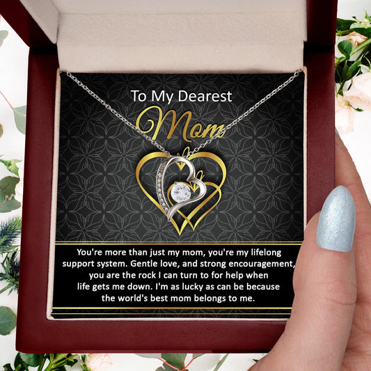 To My Dearest Mom You Are My Rock Forever Love Heart Pendant Necklace - Mallard Moon Gift Shop