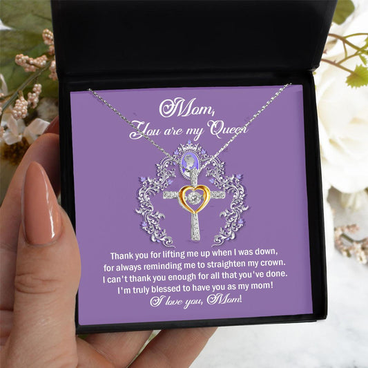 To My Mom You are My Queen Thank You for Reminding Me to Straighten My Crown Cross Pendant Necklace - Mallard Moon Gift Shop