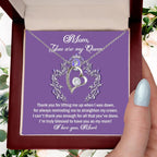 To My Mom You are My Queen Thank You for Reminding Me to Straighten My Crown Forever Love Heart Pendant Necklace