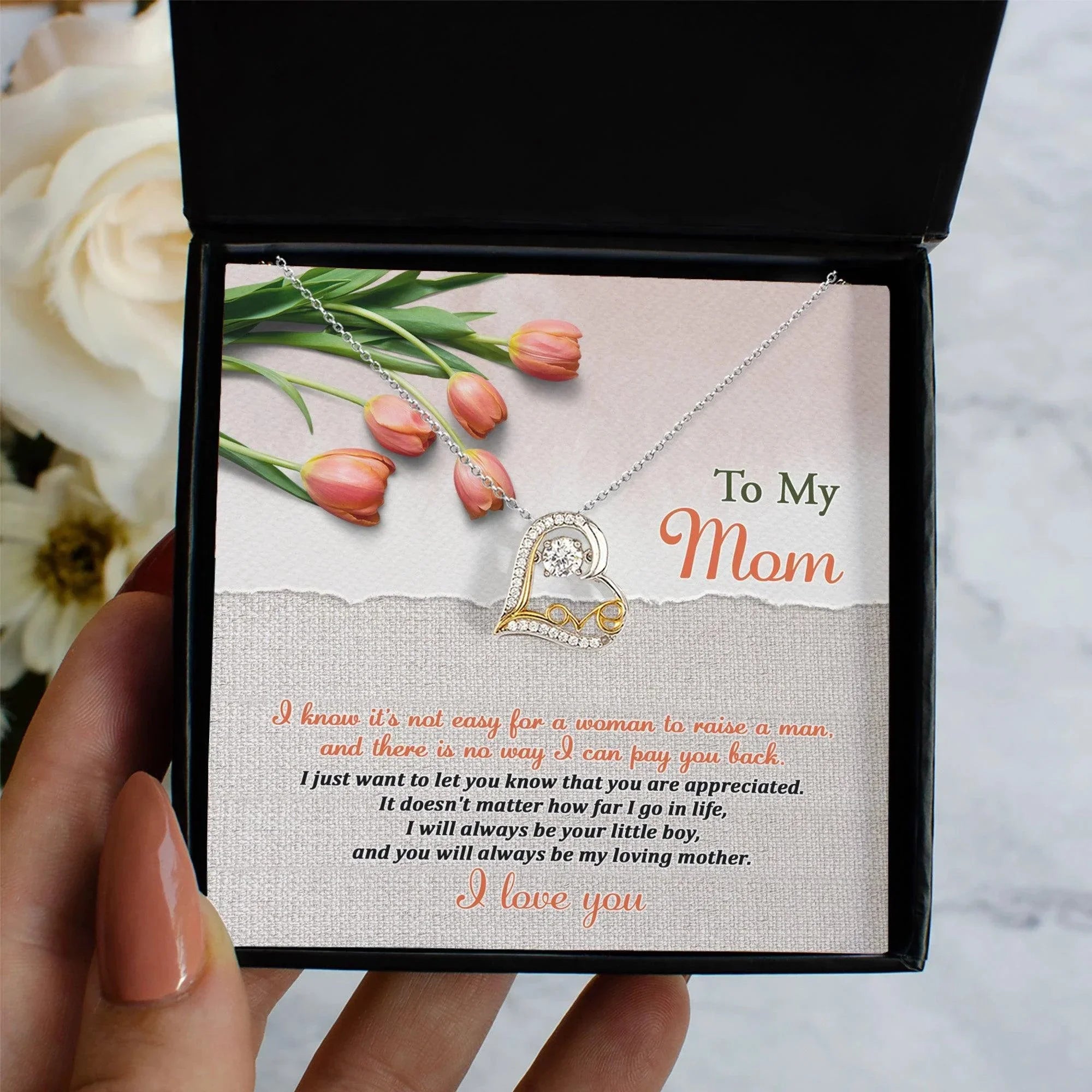 To My Mom, I Will Always Be Your Little Boy Heart Pendant Necklace