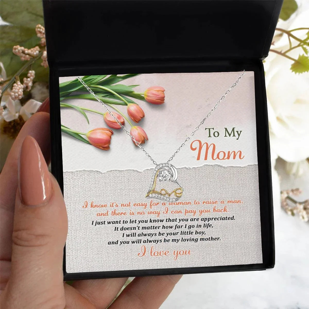 To My Mom, I Will Always Be Your Little Boy Heart Pendant Necklace