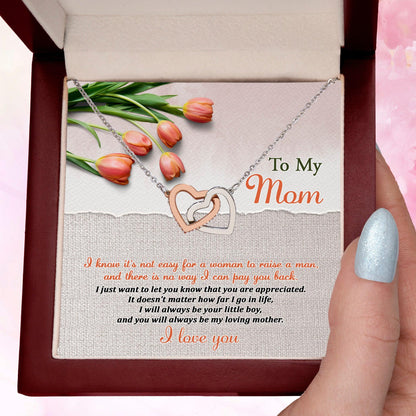 To My Mom, I Will Always Be Your Little Boy - Interlocking Hearts Pendant Necklace - Mallard Moon Gift Shop
