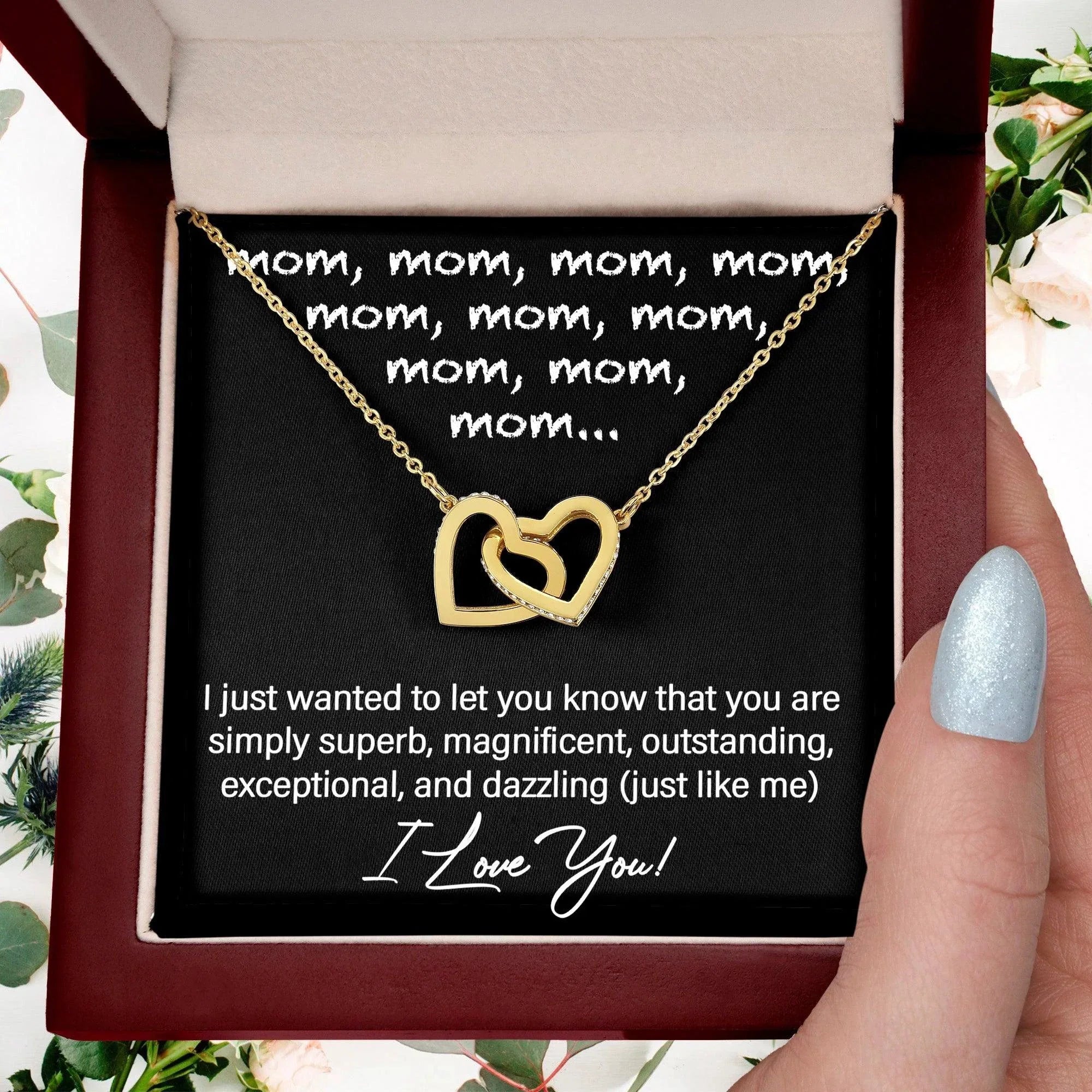 To My Mom You are Dazzling Just Like Me Interlocking Hearts Necklace