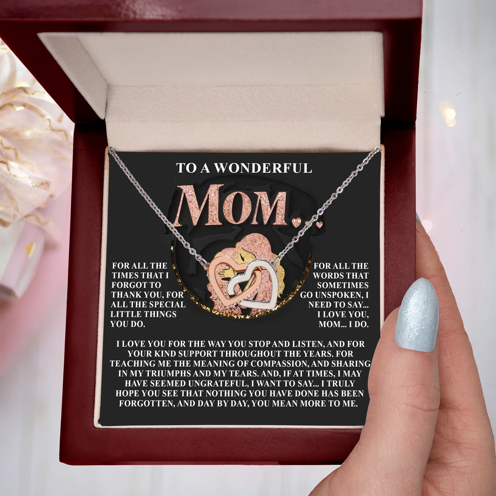 Gift for Mom – Day by Day, You Mean More to Me – Necklace with Message of Gratitude - Mallard Moon Gift Shop