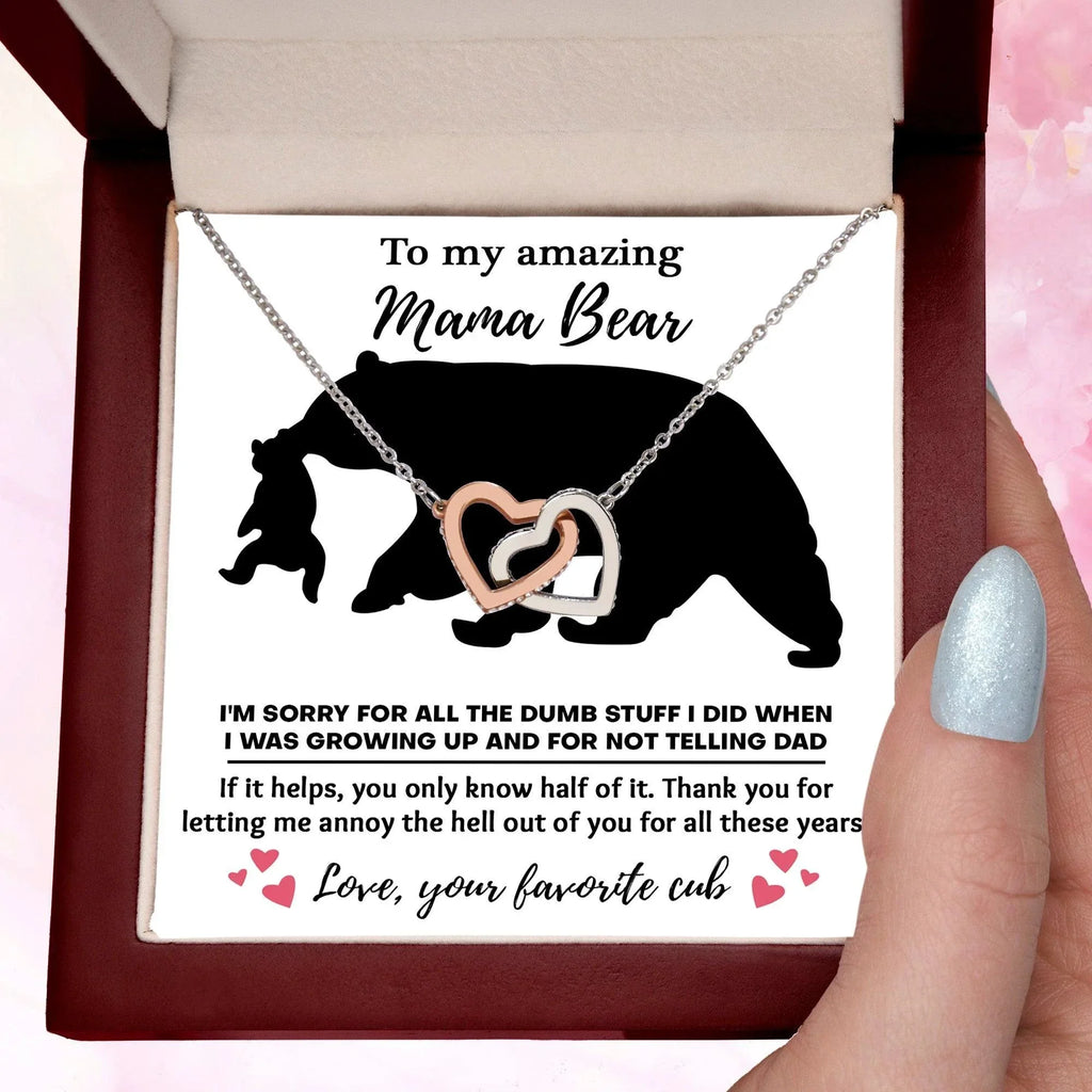 Dear Mom Thanks for Not Telling Dad Interlocking Hearts Necklace