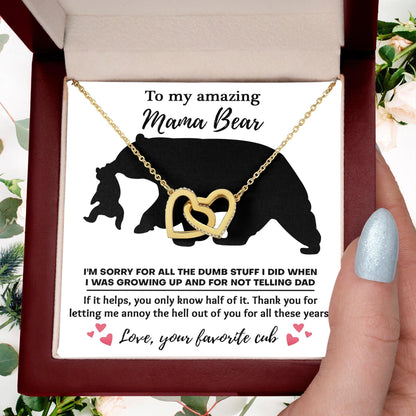Dear Mom Thanks for Not Telling Dad Interlocking Hearts Necklace - Mallard Moon Gift Shop