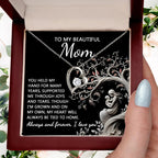 To My Beautiful Mom My Heart Will Always Be Tied to Home Forever Love Heart Pendant Necklace