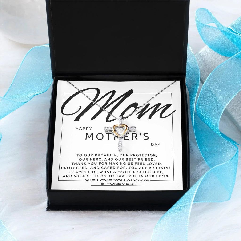 Happy Mother's Day Mom, You are Our Best Friend Cross Pendant Necklace