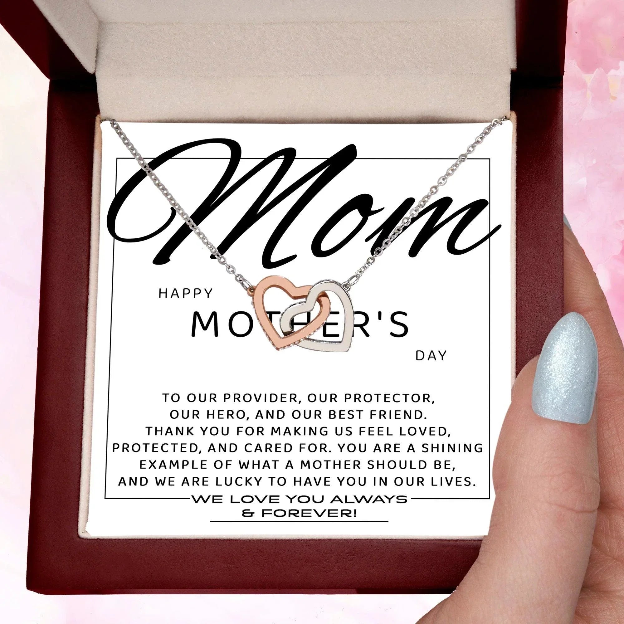 Happy Mother's Day Mom, You are Our Best Friend Interlocking Hearts Necklace