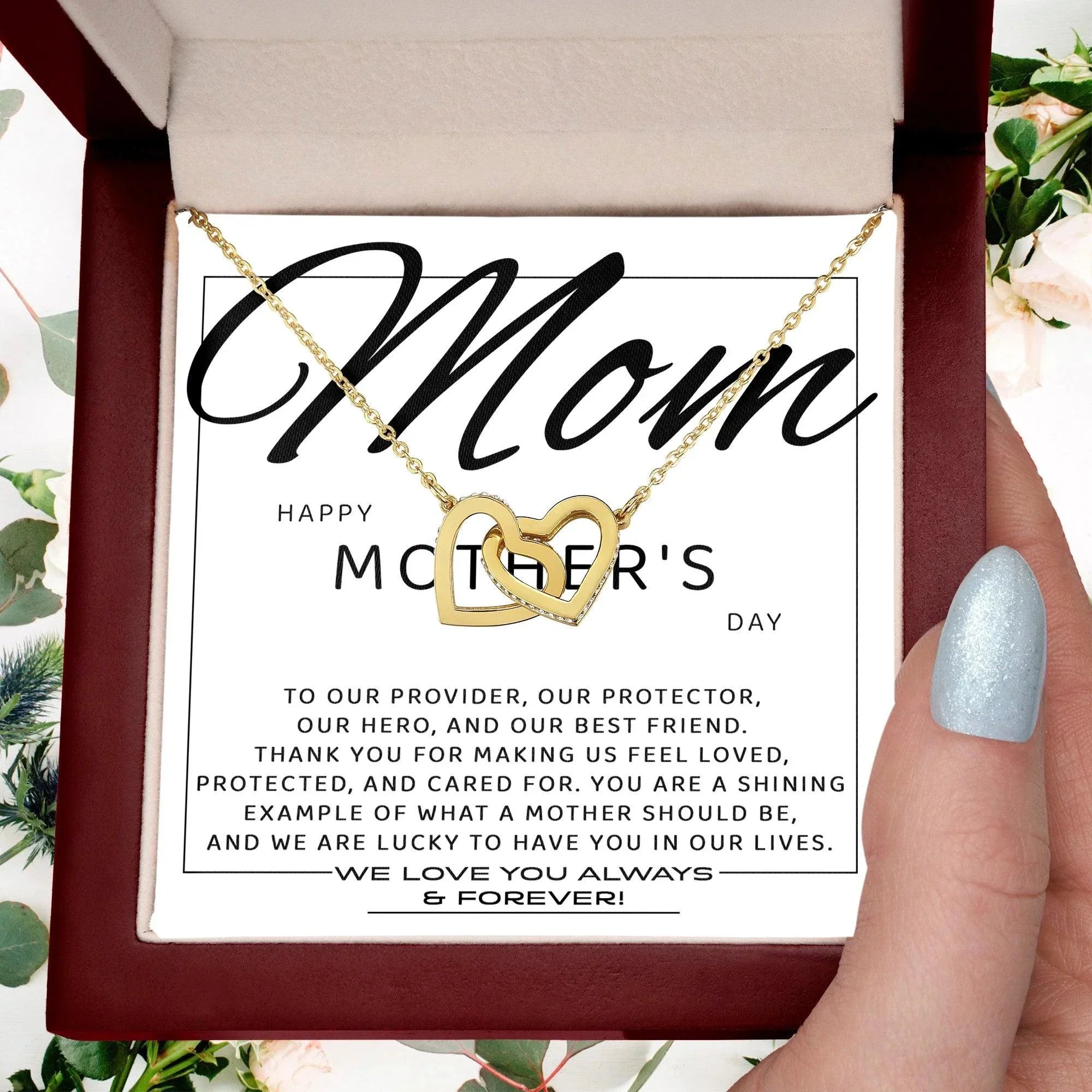 Happy Mother's Day Mom, You are Our Best Friend Interlocking Hearts Necklace