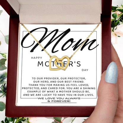 Happy Mother's Day Mom, You are Our Best Friend Interlocking Hearts Necklace - Mallard Moon Gift Shop
