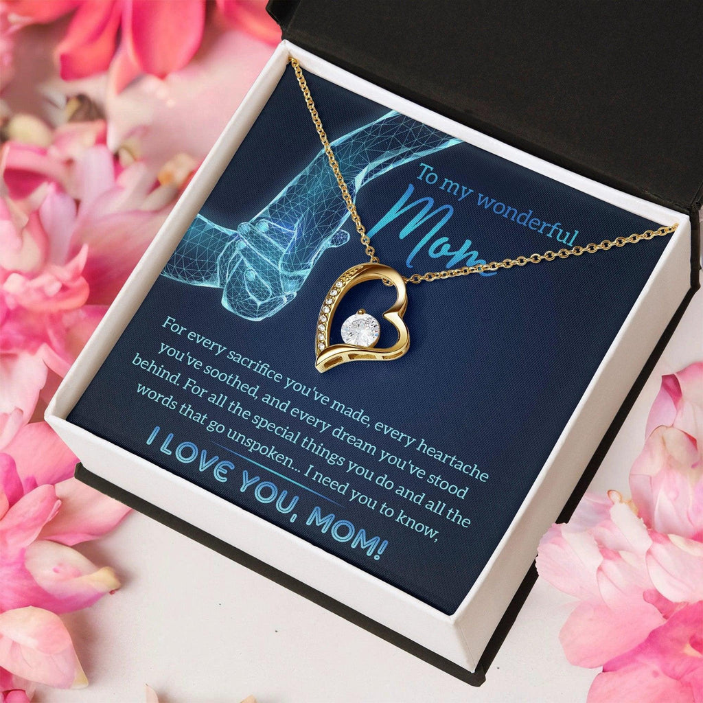 To My Wonderful Mom You Stood Behind My Dreams Forever Love Heart Pendant Necklace