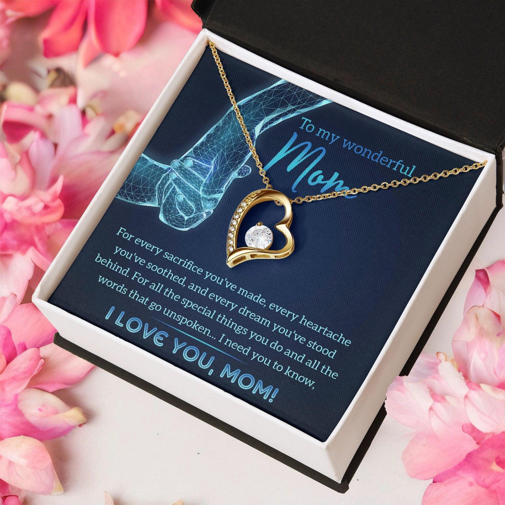 To My Wonderful Mom You Stood Behind My Dreams Forever Love Heart Pendant Necklace