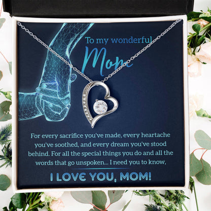 To My Wonderful Mom You Stood Behind My Dreams Forever Love Heart Pendant Necklace - Mallard Moon Gift Shop