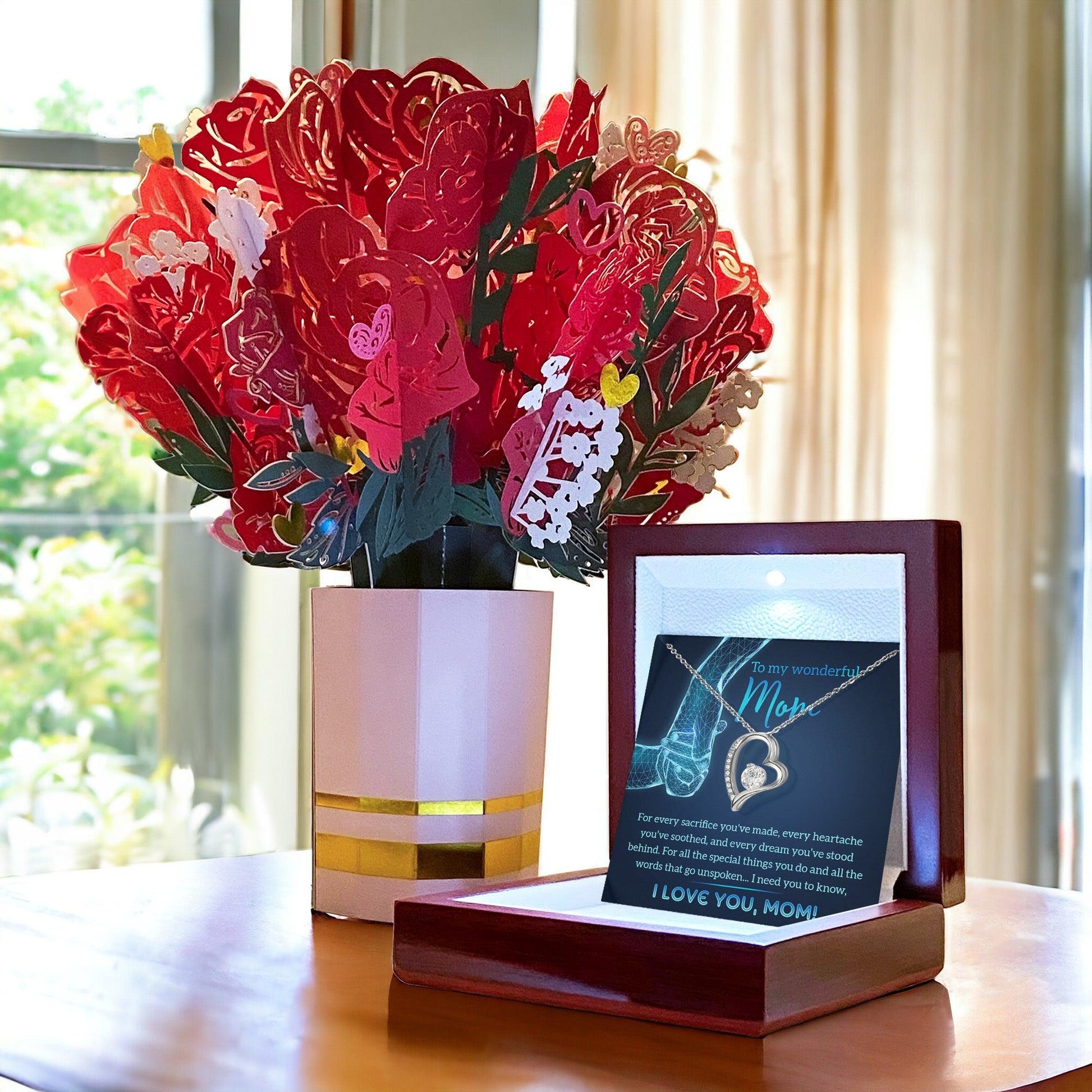 To My Wonderful Mom You Stood Behind My Dreams Forever Love Heart Pendant Necklace - Mallard Moon Gift Shop