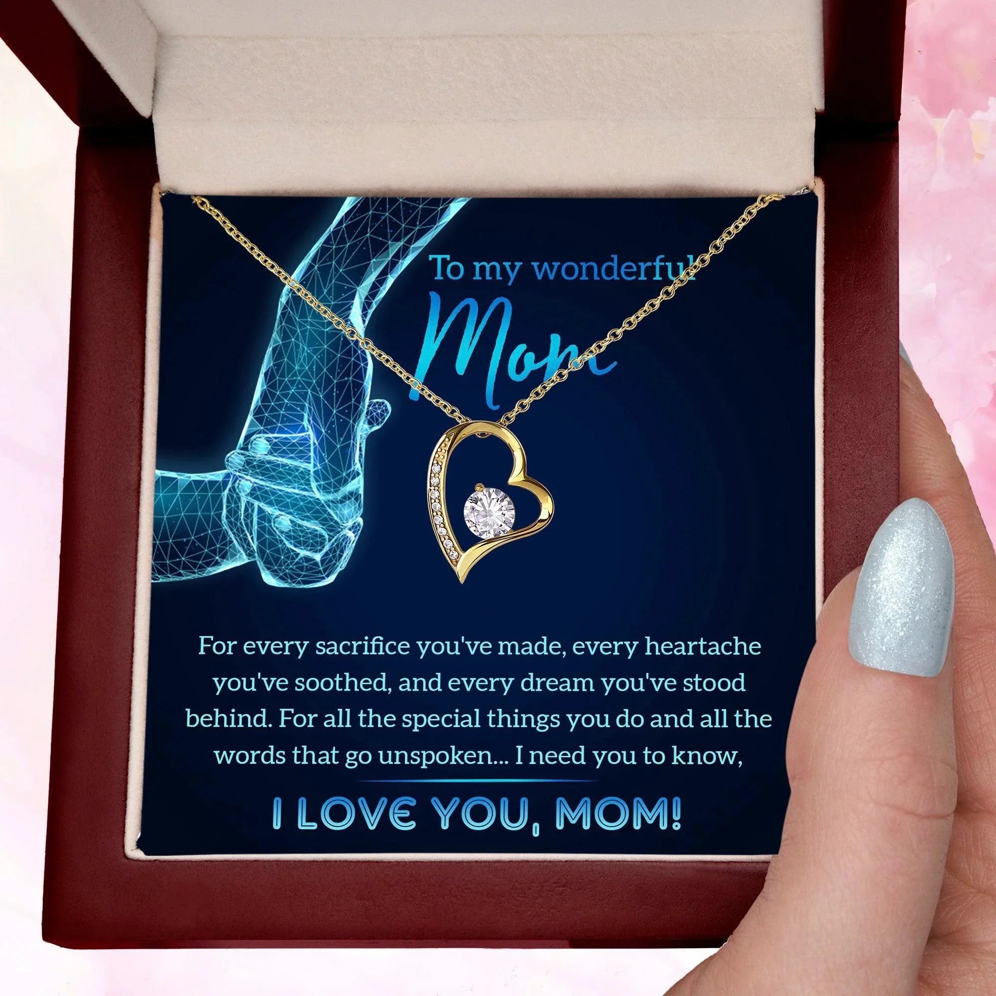 To My Wonderful Mom You Stood Behind My Dreams Forever Love Heart Pendant Necklace
