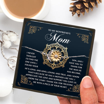 To My Boyfriend's Mom – Thank You for Trusting Me with a Piece of Your Heart – Elegant and Meaningful Sunflower Bracelet Gift - Mallard Moon Gift Shop