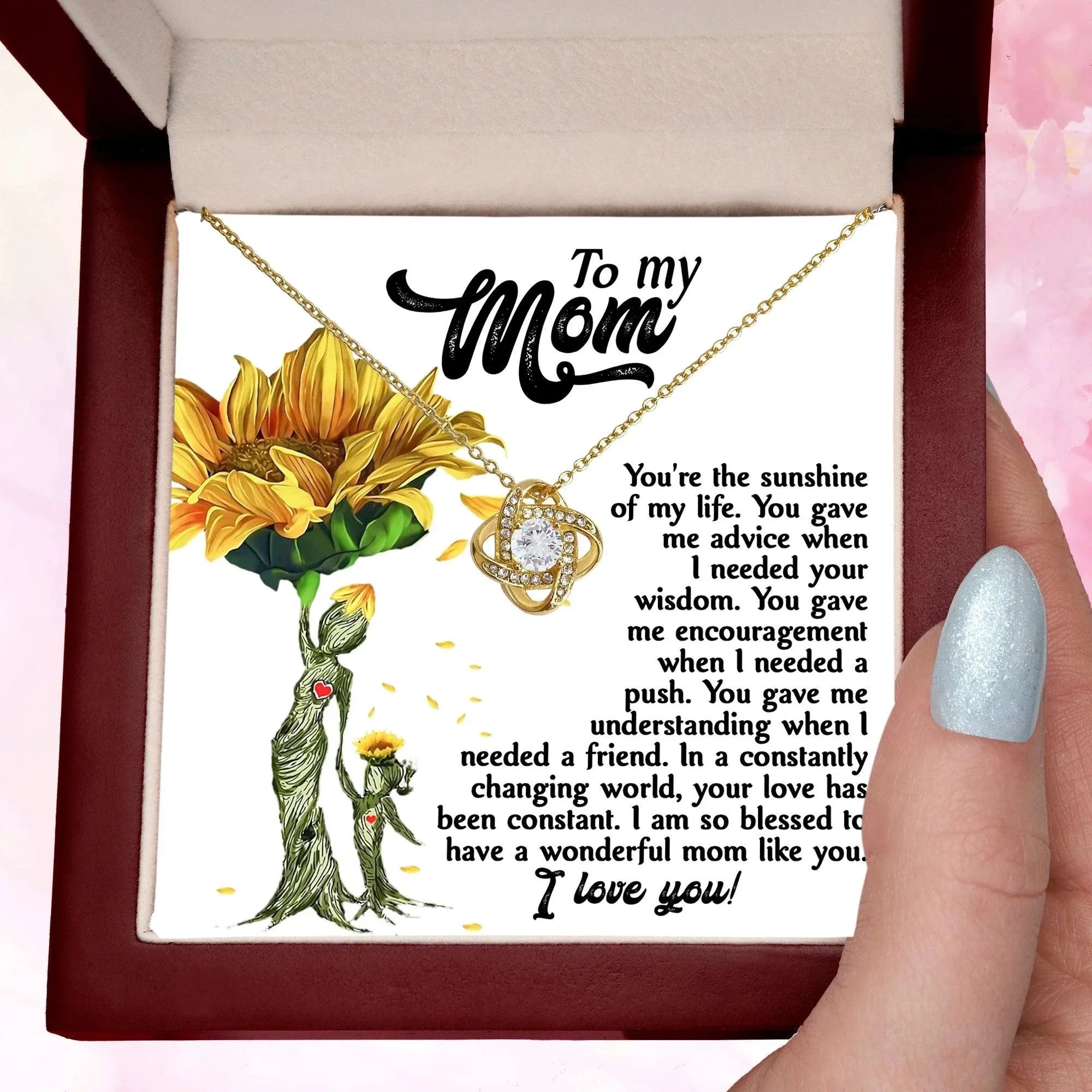 Mom you are The Sunshine in my Life - Love Knot Necklace