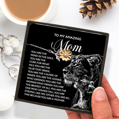 To My Amazing Mom – You Are the Wind in the Sails – Bold and Beautiful Tribute Mother's Day Birthday Sunflower Bracelet - Mallard Moon Gift Shop