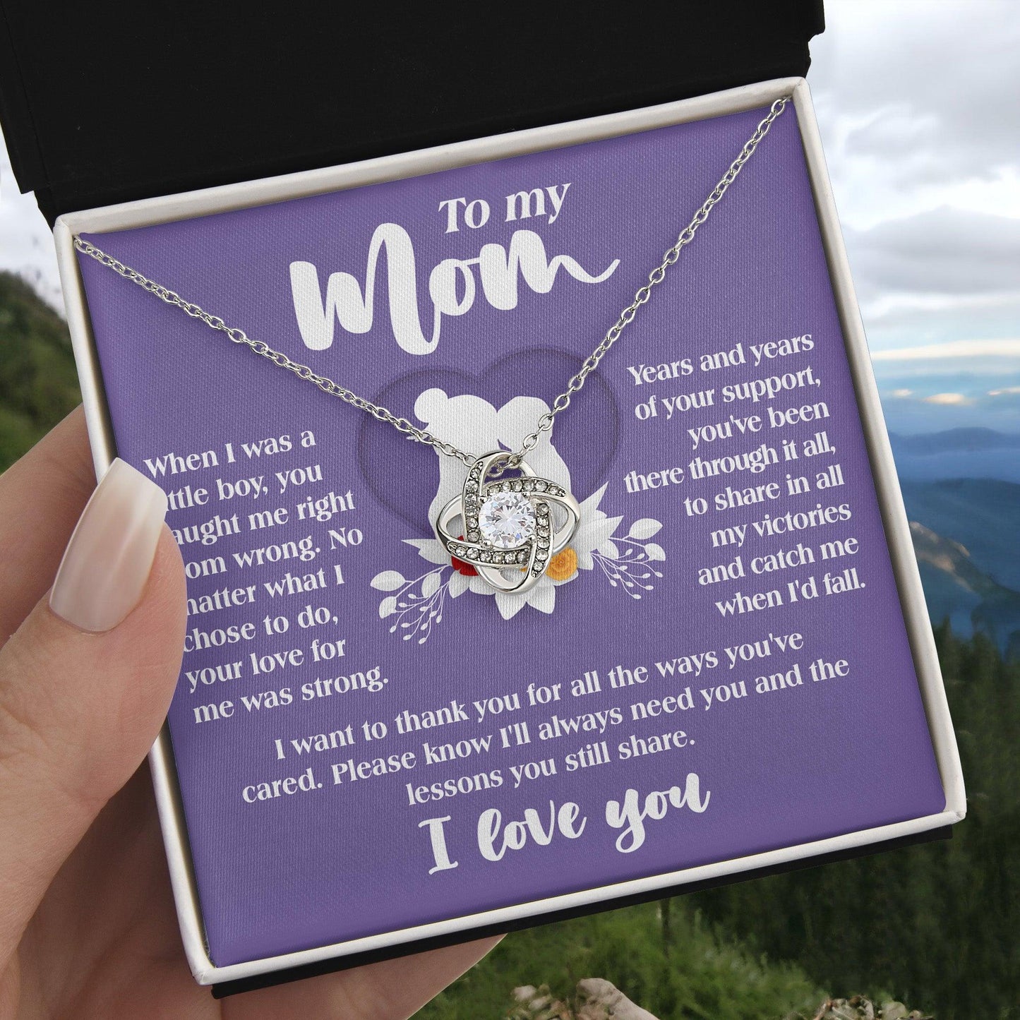Gift for Mom from Son All the Ways You've Cared - Love Knot Necklace - Mallard Moon Gift Shop