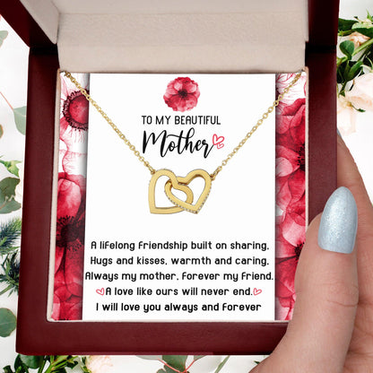 Gift for Mom Always my Mother Forever my Friend Interlocking Hearts Necklace - Mallard Moon Gift Shop