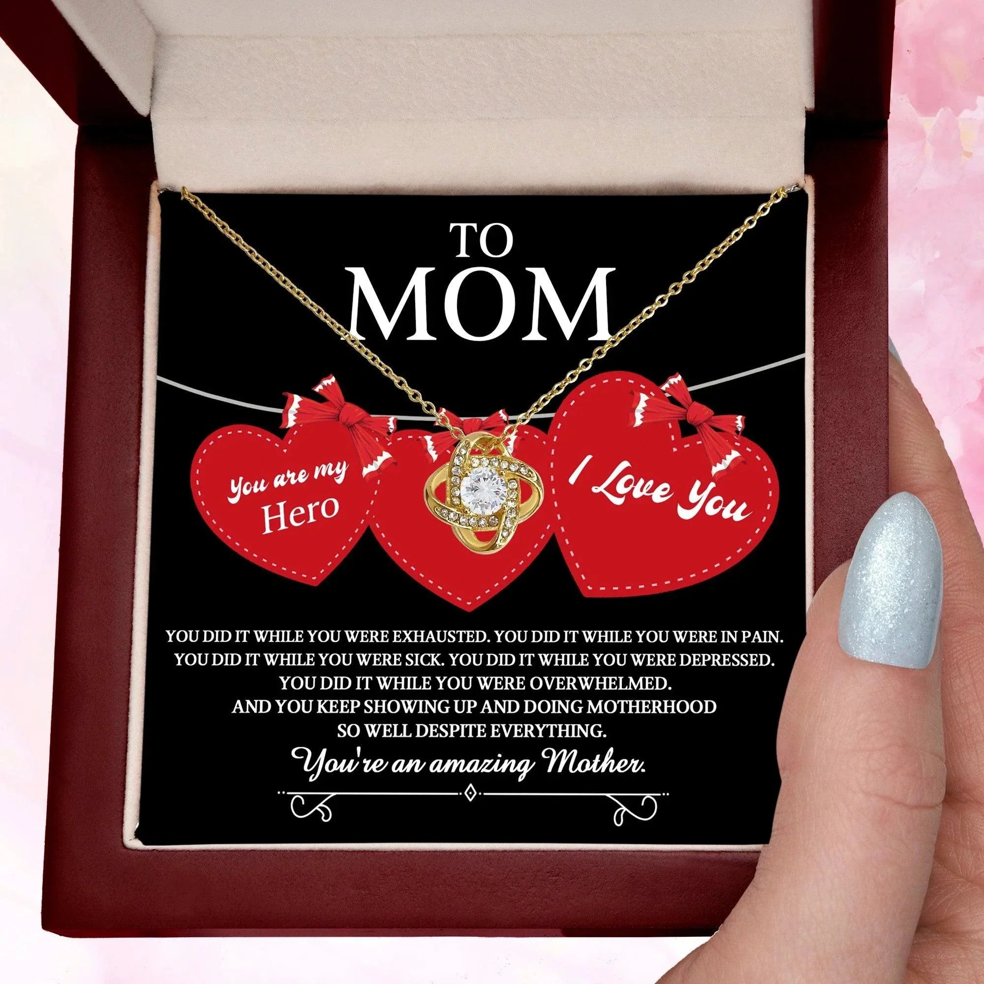 Gift for Mom You Are My Hero Love Knot Necklace