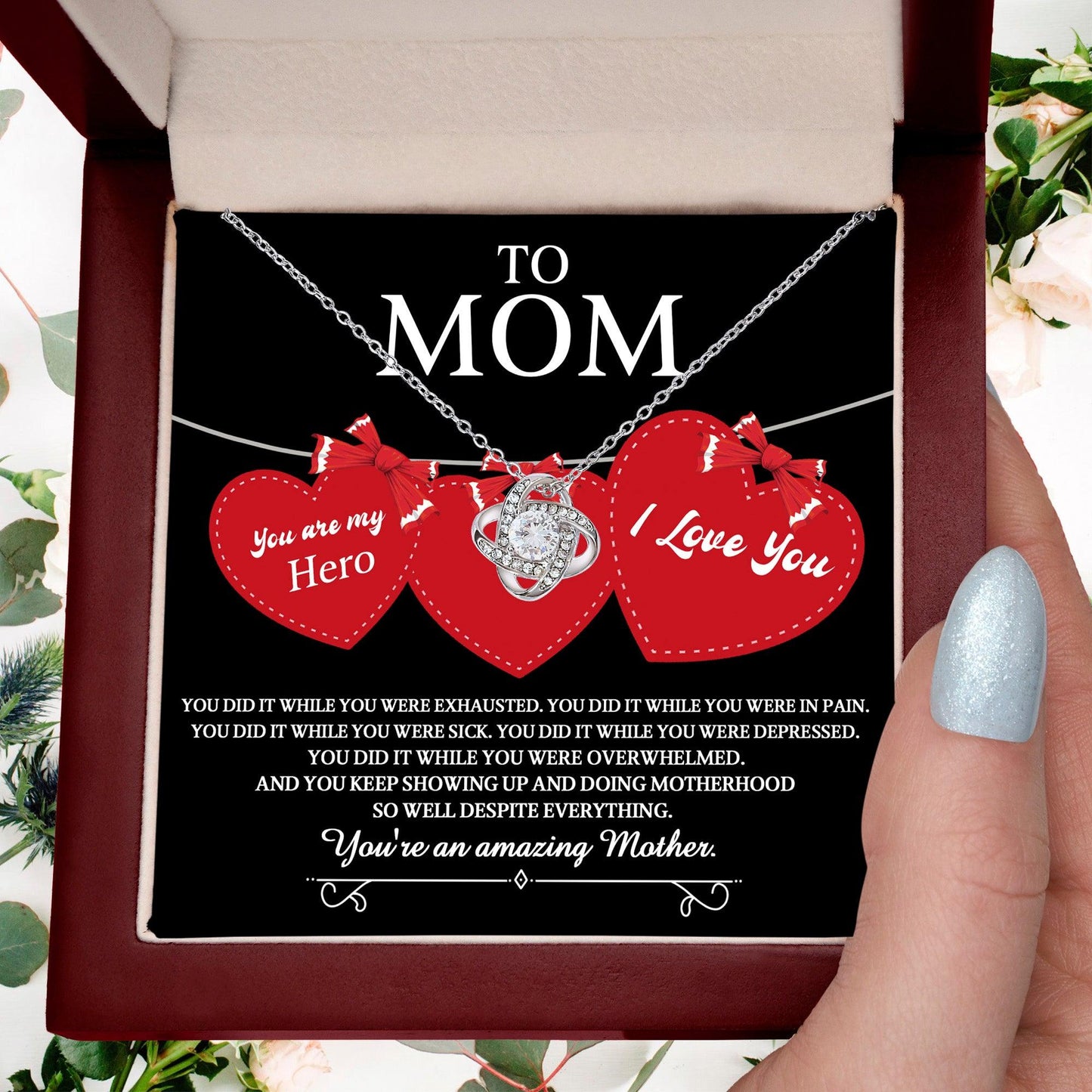 Gift for Mom You Are My Hero Love Knot Necklace - Mallard Moon Gift Shop