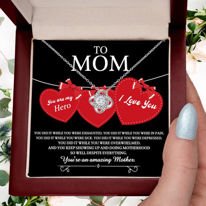 Gift for Mom You Are My Hero Love Knot Necklace - Mallard Moon Gift Shop