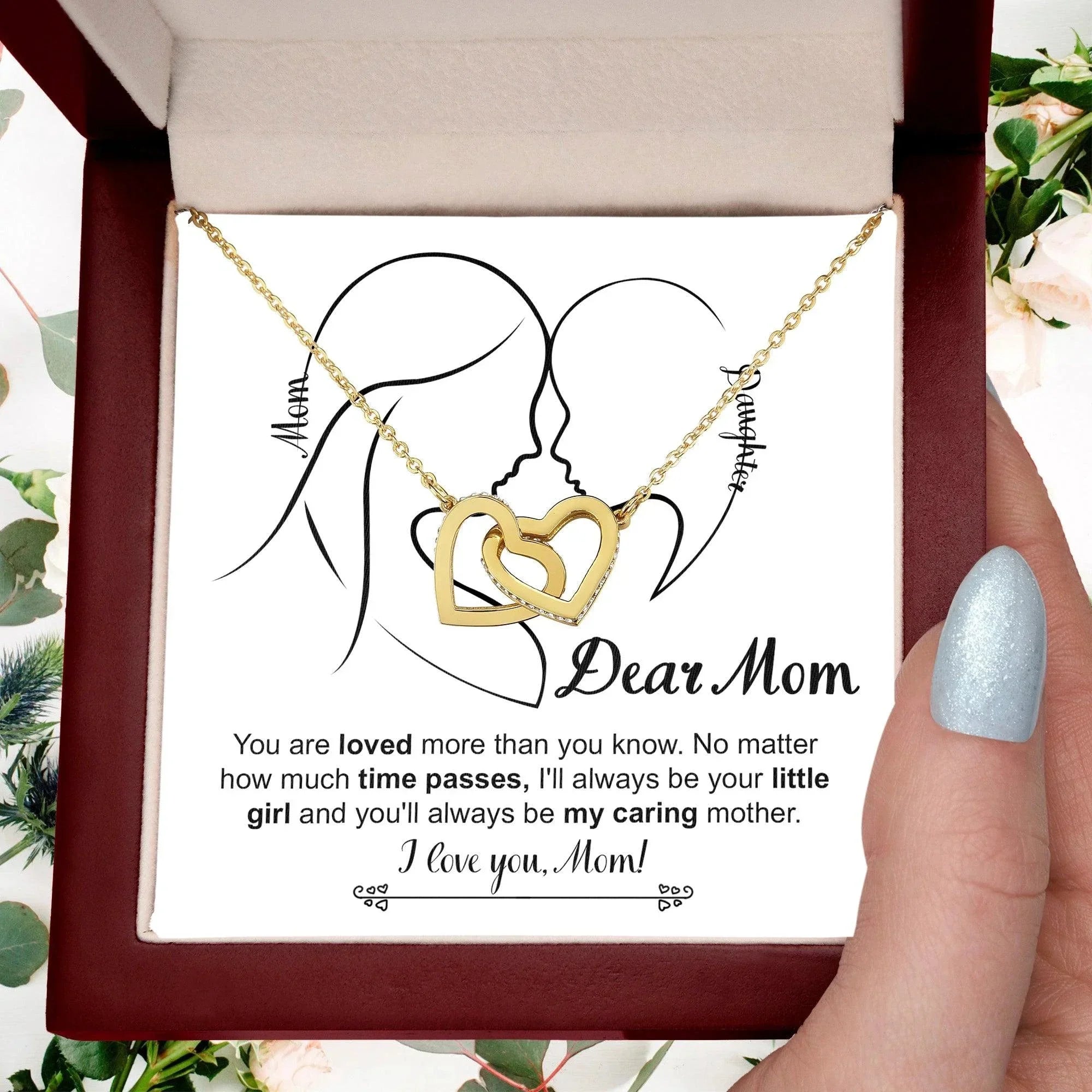 Gift for Mom I will always be your Little Girl Interlocking Hearts Necklace