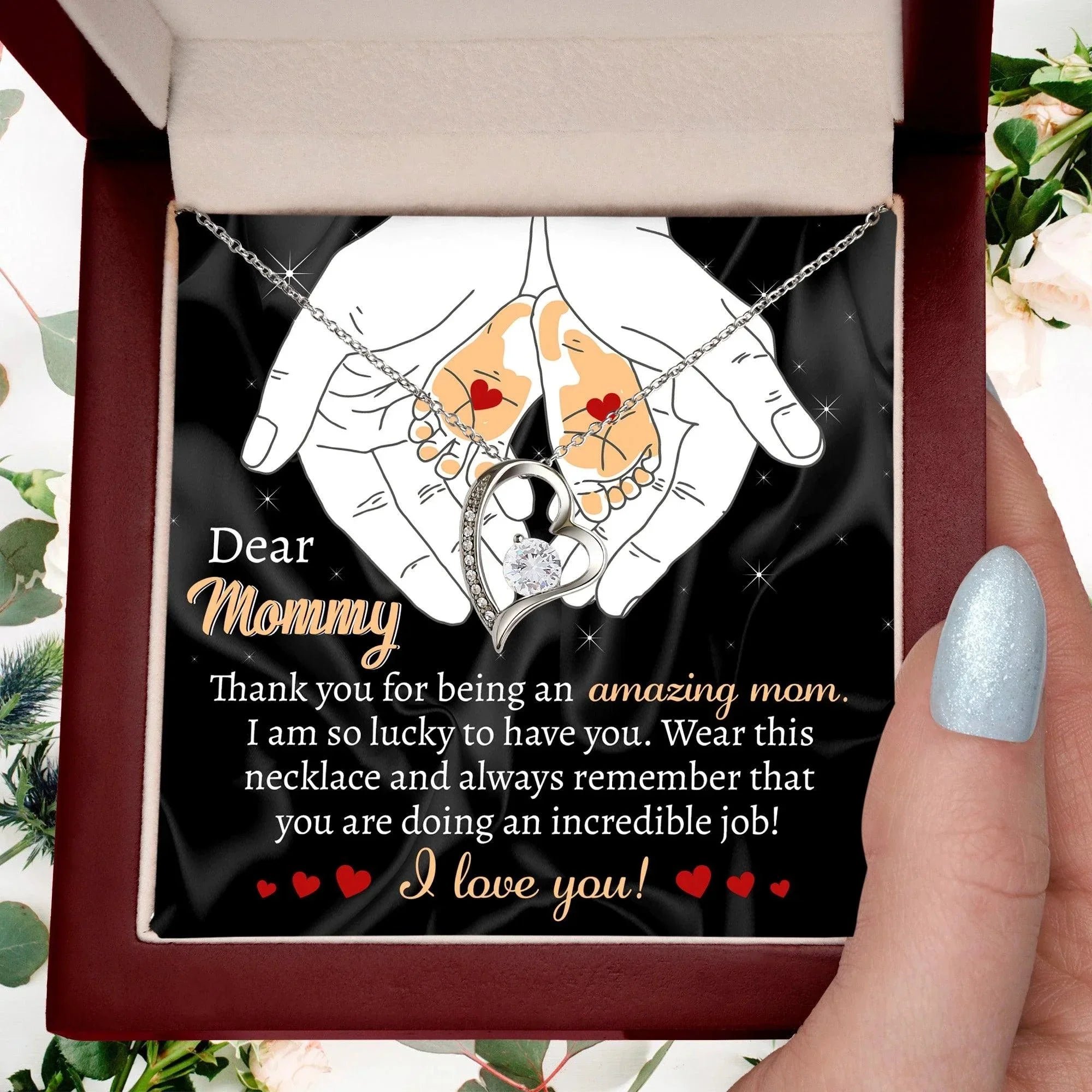 Gift for the Expectant Mom You are Doing An Incredible Job Forever Love Heart Pendant Necklace