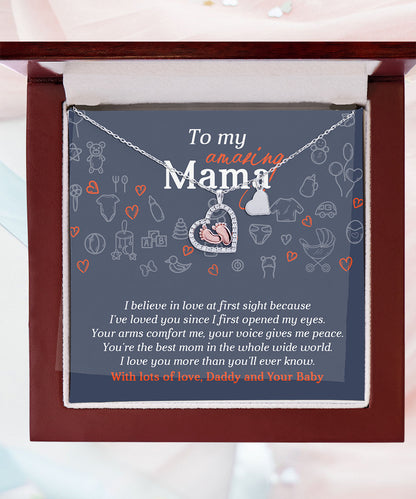 To My Amazing Mama I Believe in Love at First Sight Baby Feet Pendant Necklace - Mallard Moon Gift Shop