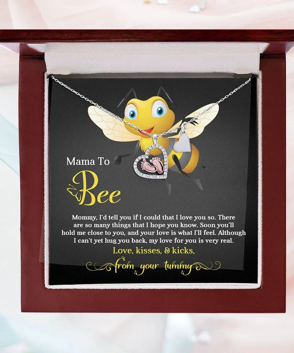 Mama To Bee Baby Feet Charm Necklace Love, Kisses and Kicks from your Tummy