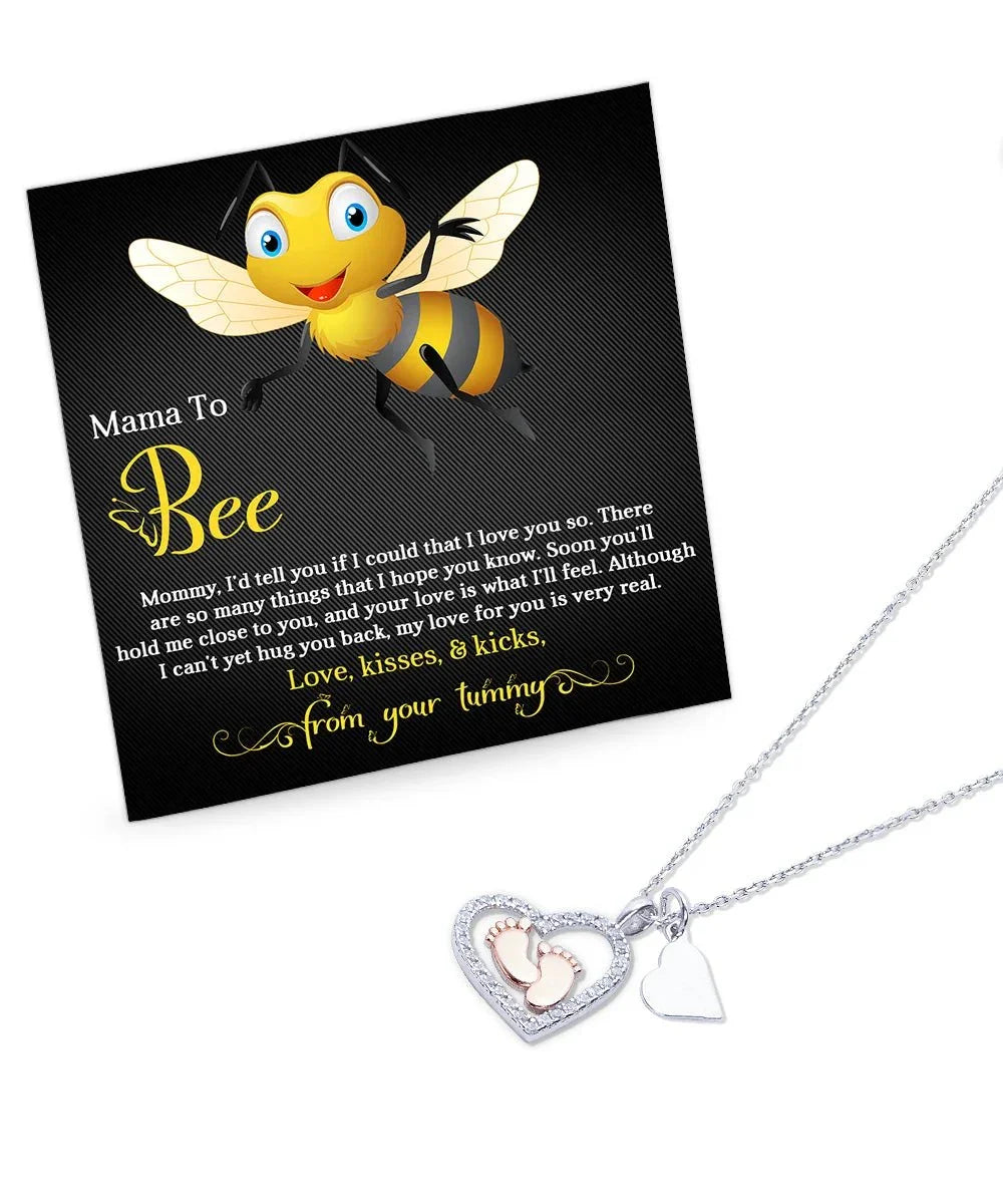 Mama To Bee Baby Feet Charm Necklace Love, Kisses and Kicks from your Tummy