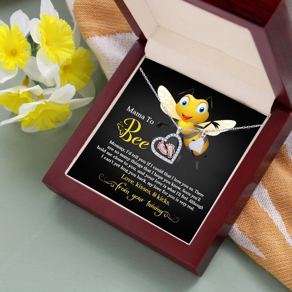 Mama To Bee Baby Feet Charm Necklace Love, Kisses and Kicks from your Tummy