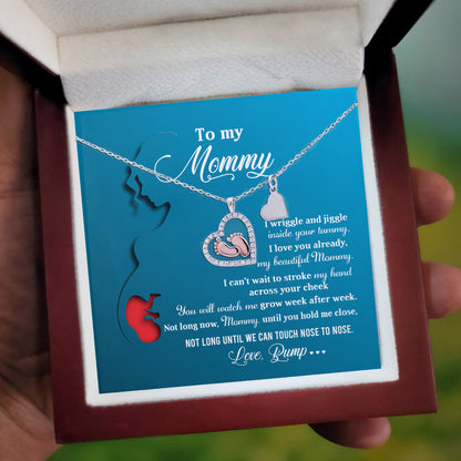 New Mom Gift Baby Feet Charm Necklace Not Long Now Until You can Hold Me Close - Mallard Moon Gift Shop