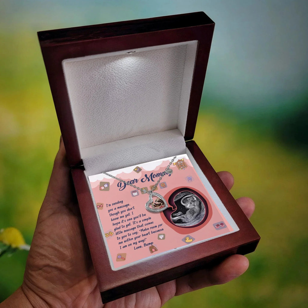 Dear Mommy I Am On My Way Baby Feet Charm Pendant Necklace