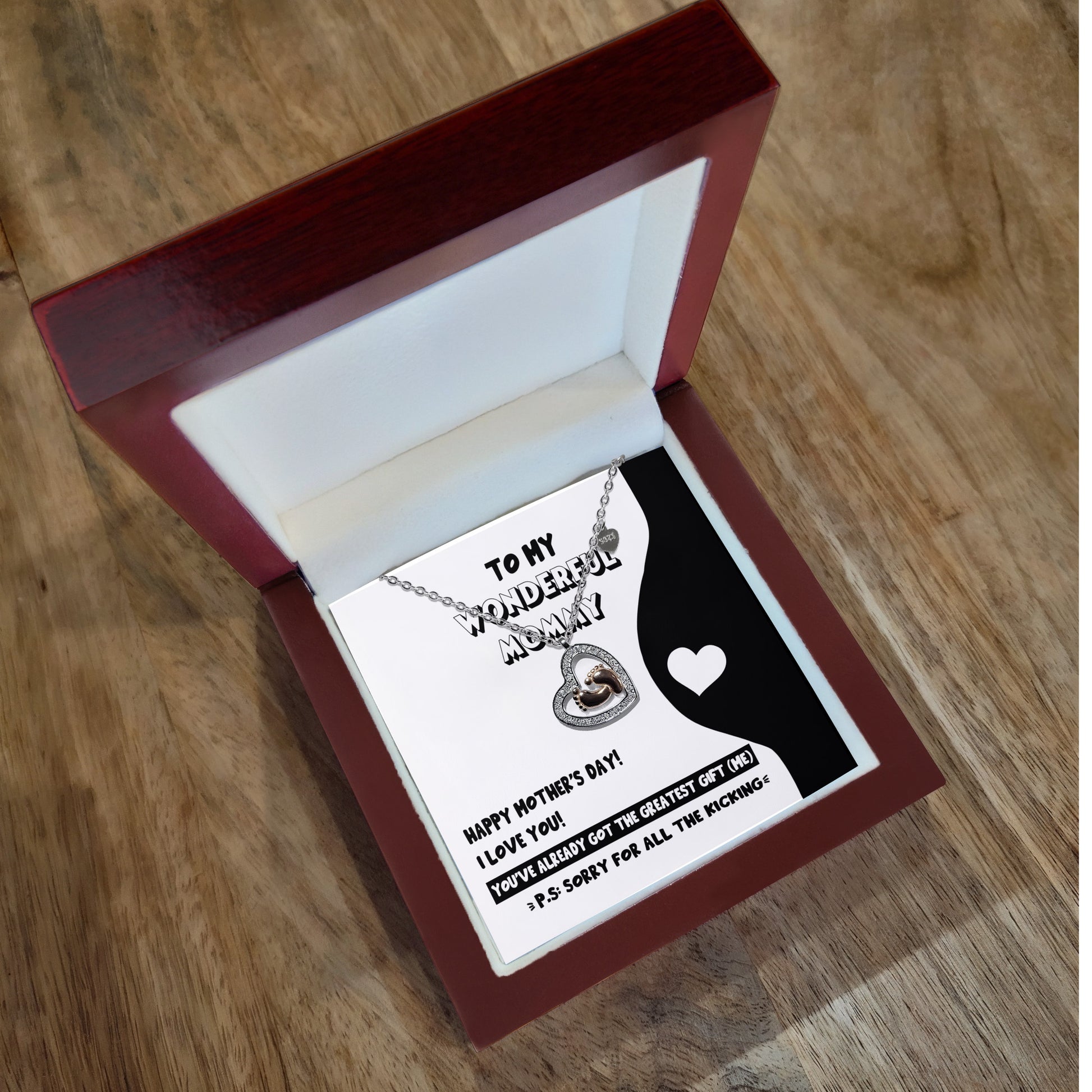 Mother's Day Gift for New Mom Baby Feet Charm Necklace - Sorry for All the Kicking - Mallard Moon Gift Shop