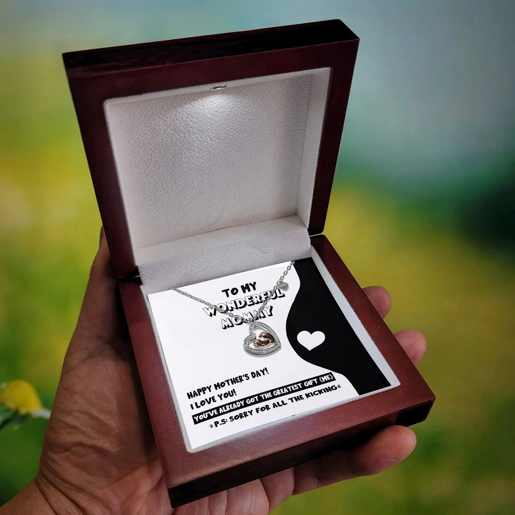 Mother's Day Gift for New Mom Baby Feet Charm Necklace - Sorry for All the Kicking