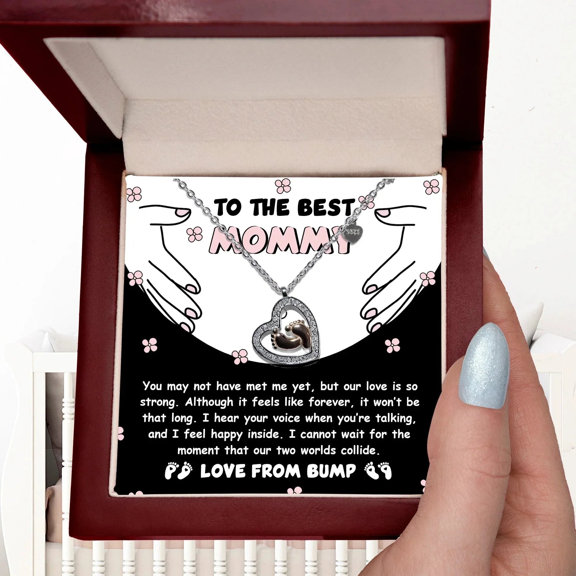 Best Mommy Pregnancy Gift Love from the Bump Baby Feet Charm Necklace