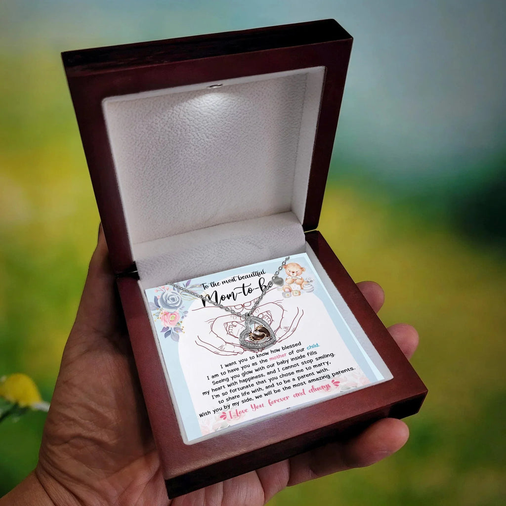 Pregnancy Mom-to-be Baby Feet Charm Necklace Gift from Husband