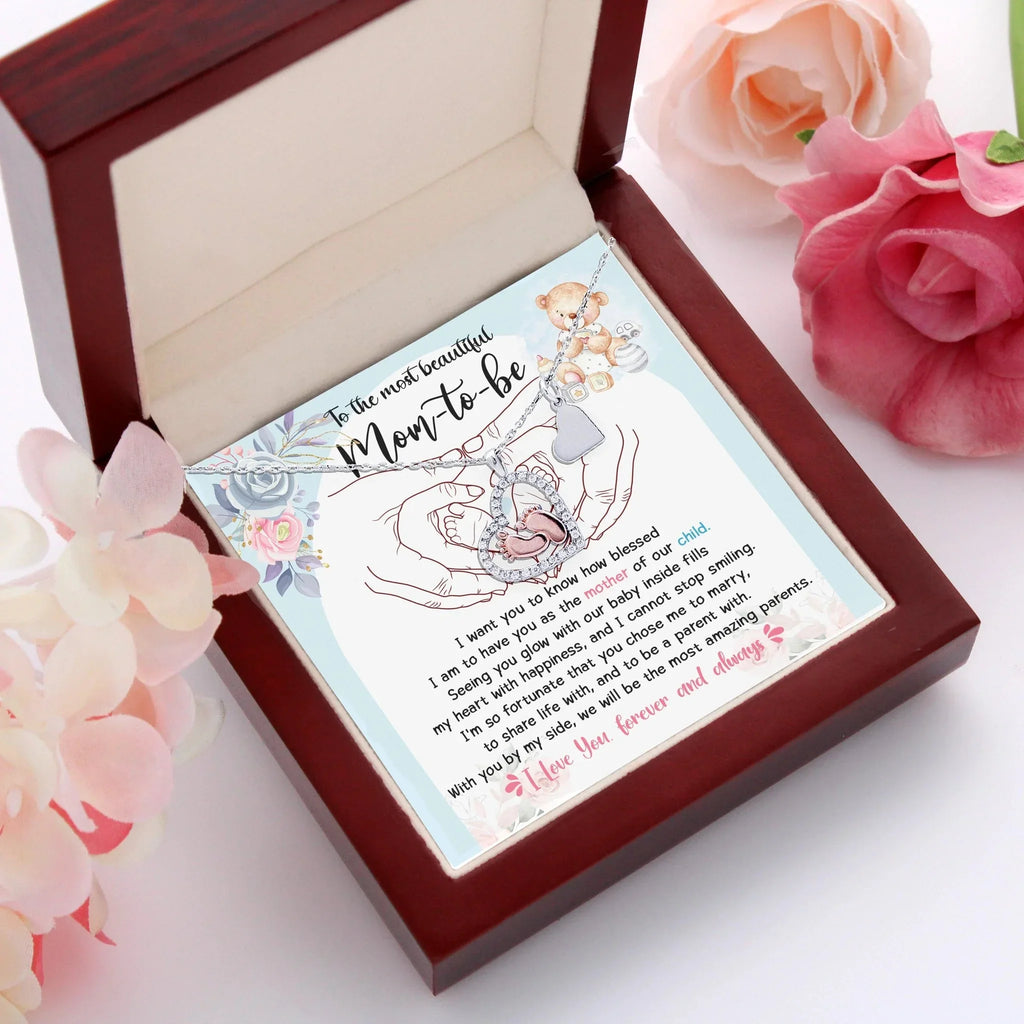 Pregnancy Mom-to-be Baby Feet Charm Necklace Gift from Husband