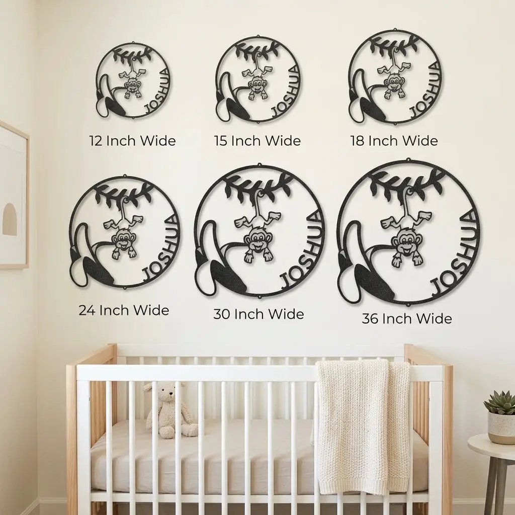 Our Little Monkey Monogram Personalized Steel Wall Sign Metal Art