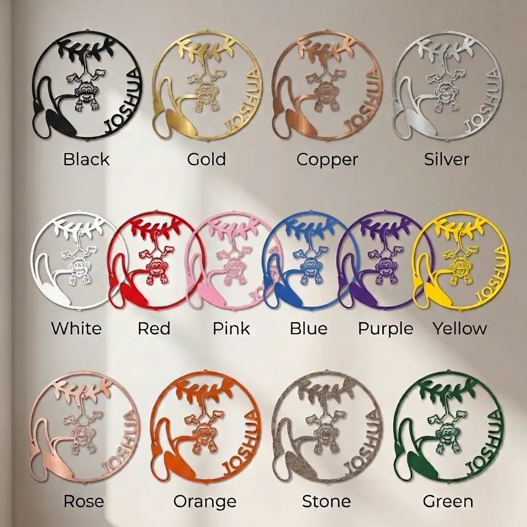 Our Little Monkey Monogram Personalized Steel Wall Sign Metal Art