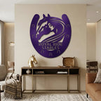 Personalized Horse & Horseshoe Metal Wall Art | Custom Ranch Name Sign | Equestrian Wall Decor | Western Farmhouse Metal Sign | Made in USA