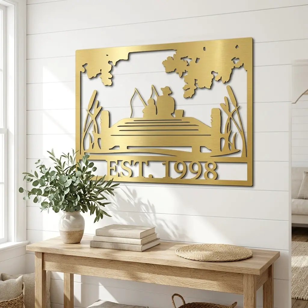 Fishing Buddies Custom Name Metal Art Wall Sign