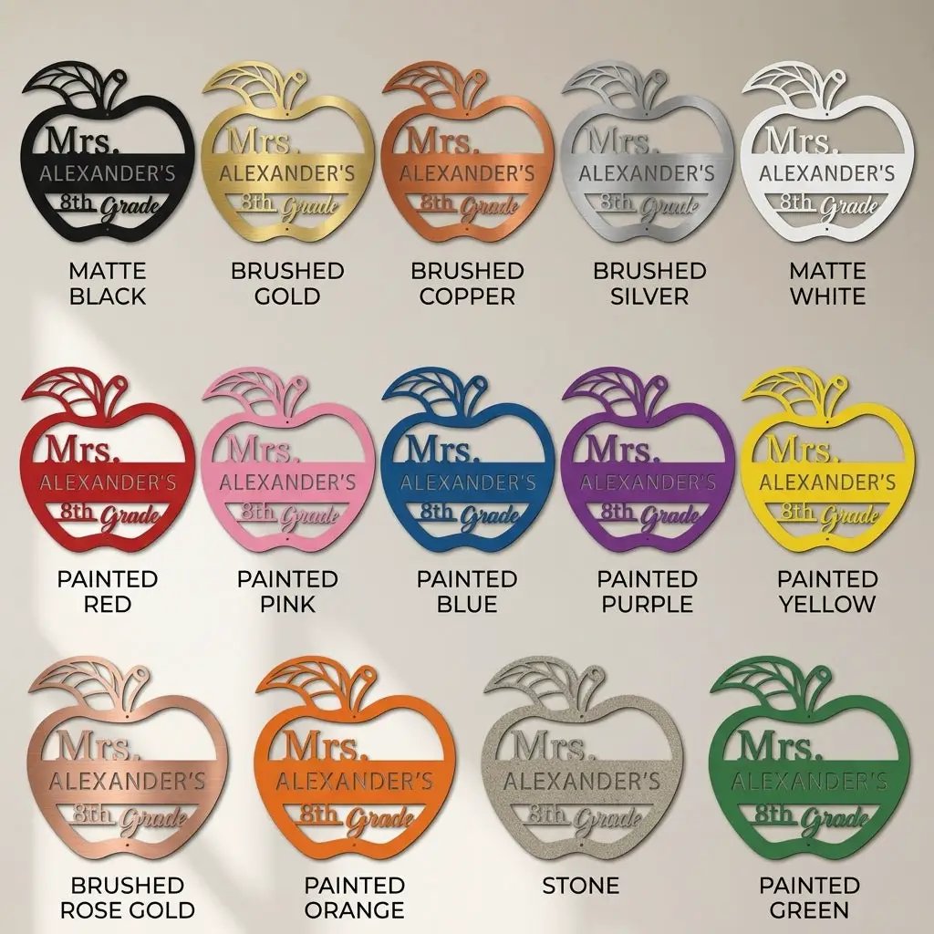 Personalized Teacher Apple Metal Wall Art | Custom Teacher Name Sign | Classroom Door Decor | Teacher Appreciation Gift | Made in USA
