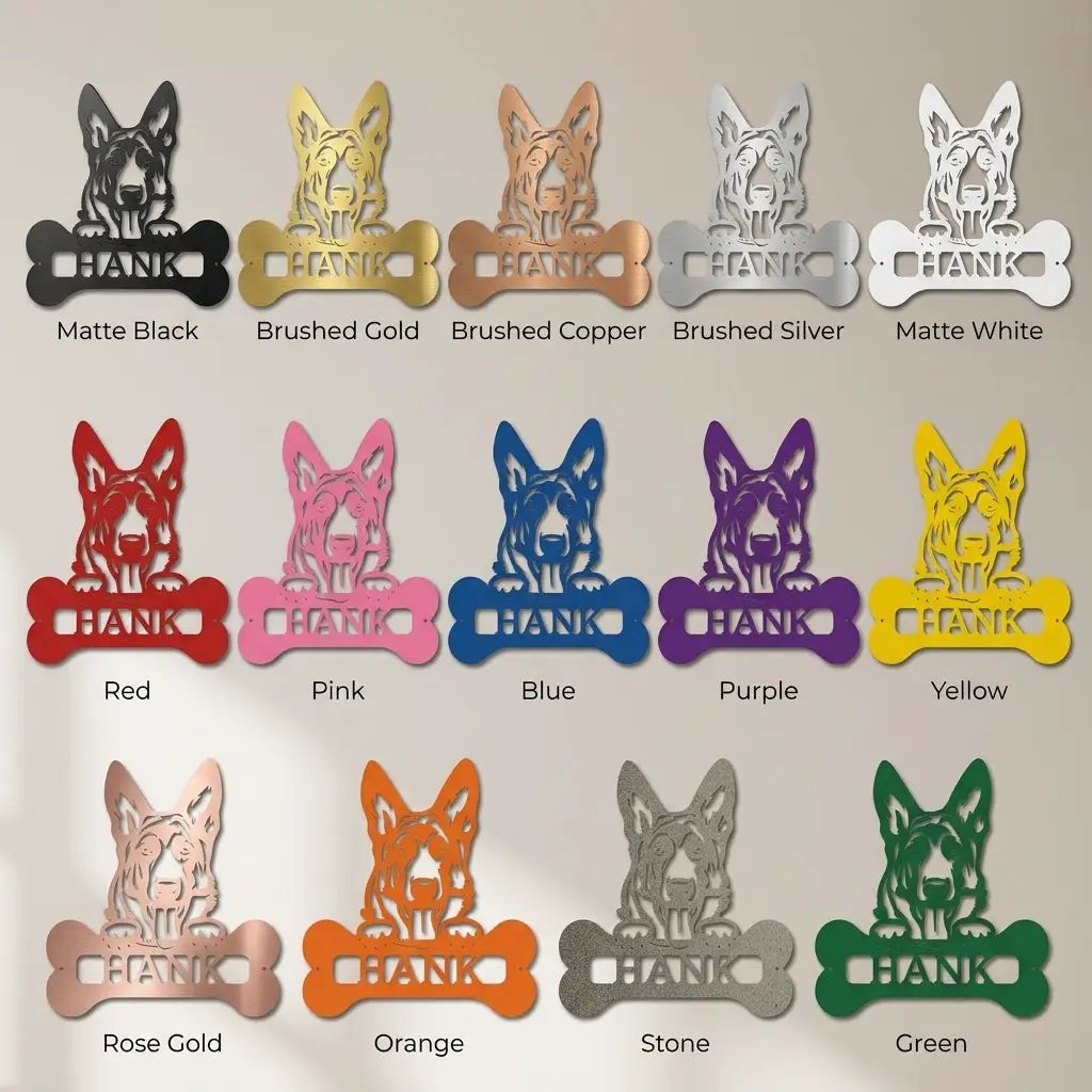 German Sheperd Custom Name Metal Art Wall Sign